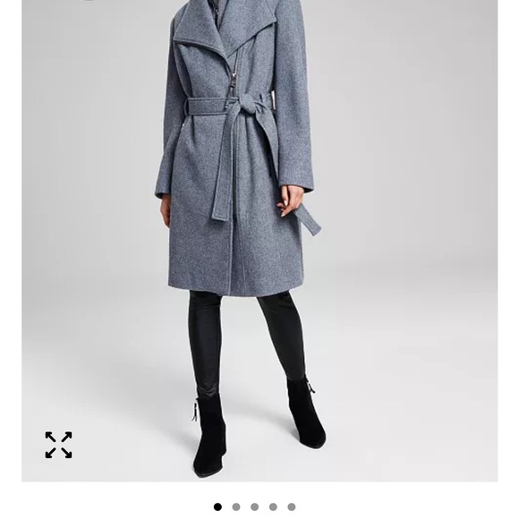 Calvin Klein Gray Wool Belted Coat - Picture 1 of 6